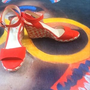 Red and White Summer Wedges